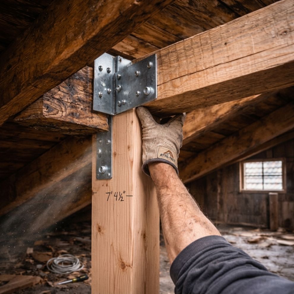 Rinforzo di una trave antica di struttura in legno massiccio