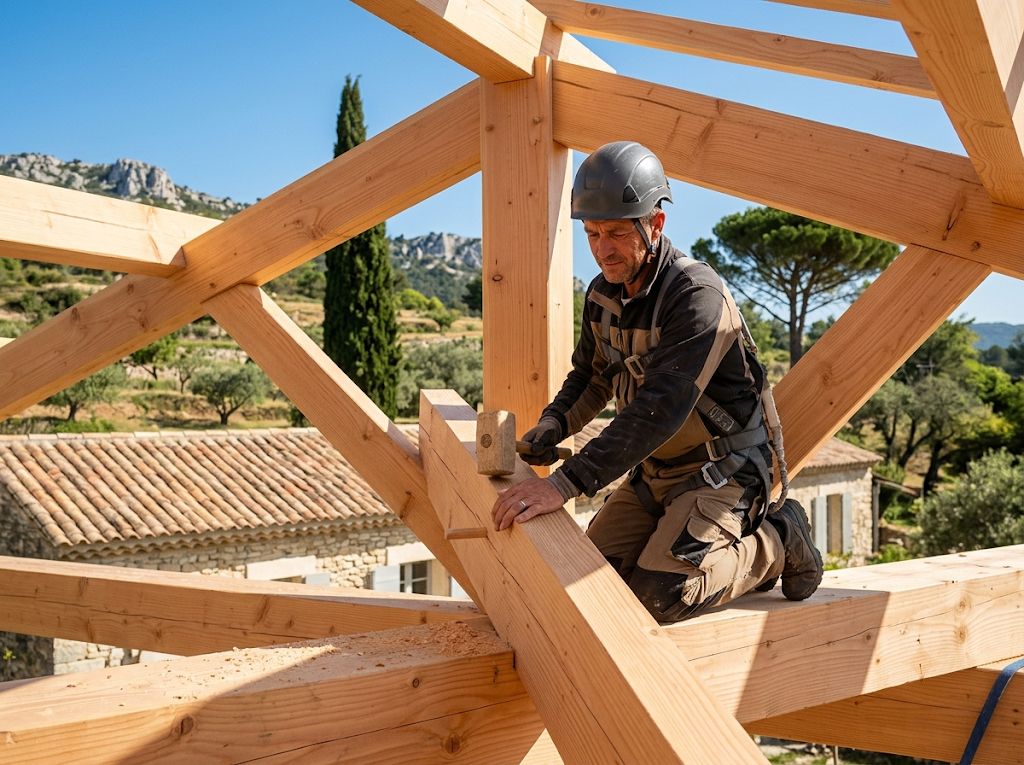 Struttura in legno a vista di un mas provenzale da trattare contro capricorni e anòbidi
